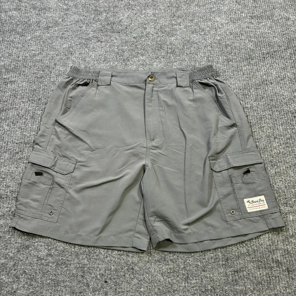 Bimini Bay Performance Gear Mens Cargo Shorts Size 40 Gray Stretch Nylon Fishing